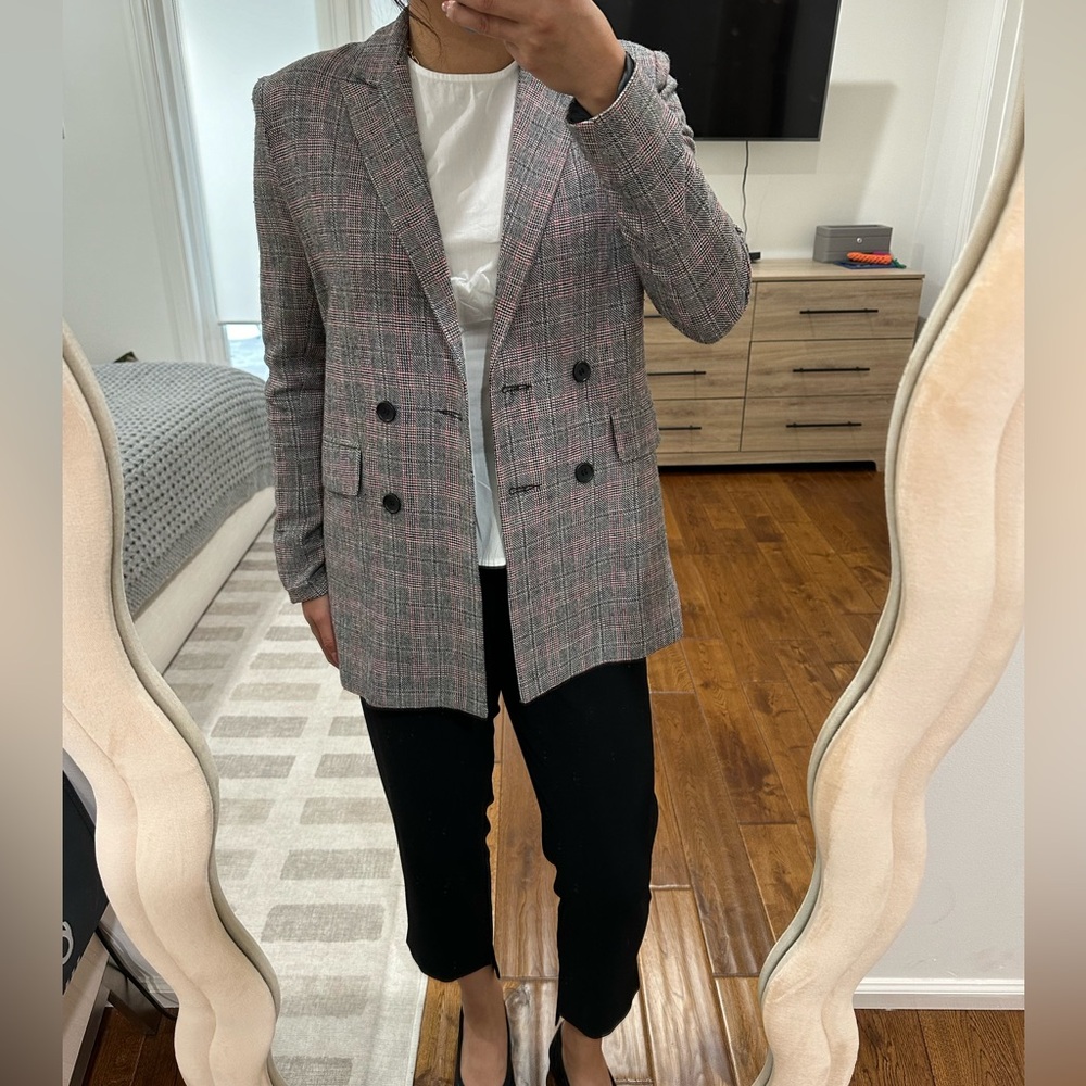 Double Breasted Plaid Blazer